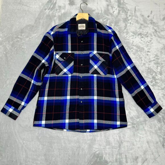 Vintage Dry Goods Saucatuck Co Flannel Shirt Mens Large Black Blue Outdoor - Picture 1 of 8